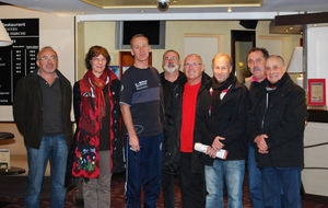 Jean-Marc Furlan (Entraineur ESTAC Troyes) avec Dominique Laurier, Alice Irani, Henri Bosq, Gilles Blanchard, Bernard Beylier, Claude Jousselin, Pierre Guillot le 19/11/2011