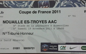 Un des nombreux tickets d'entrée pour le match historique de l'ESN contre Troyes (L2) le 19/11/2011