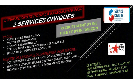 RECRUTEMENT DE 2 SERVICES CIVIQUES POUR LA SAISON PROCHAINE!!